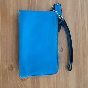 Coach Bright Blue Leather Wristlet